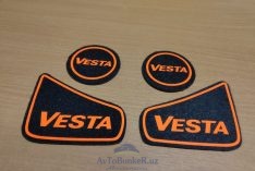 Ворсовые вкладыши с неоновым рисунком Lada Vesta\оранжевый\в глубокие подстаканники
