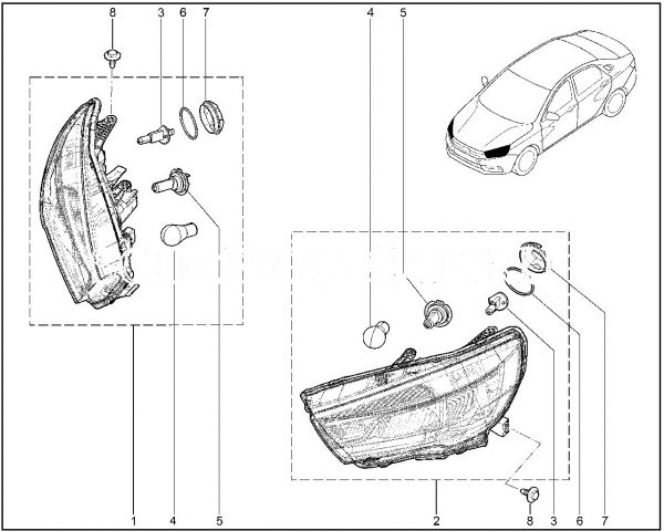 Блок-фара правая LADA 8450006952 Lada Vesta
